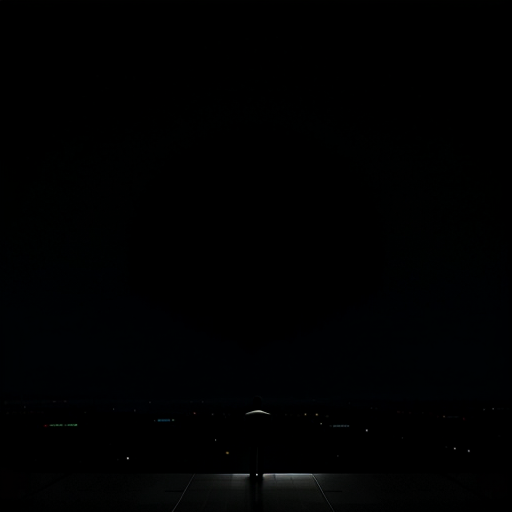A lone, highly polished data scientist silhouette contemplating a vast, complex digital landscape.